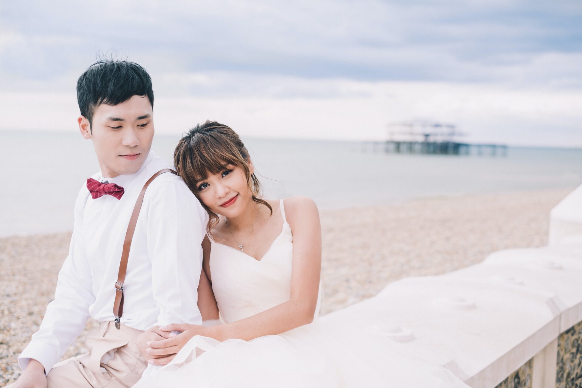 Asian Couple at a wedding Beach