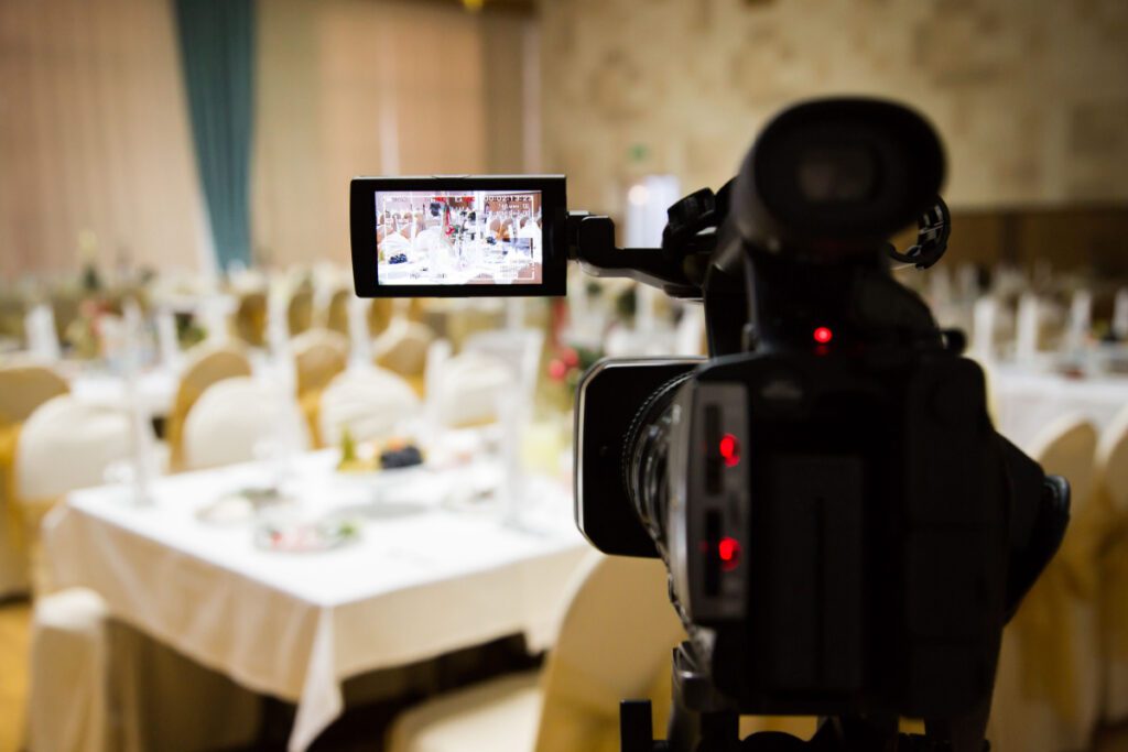 camera of a wedding videographer